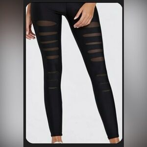 90 Degree by Reflex. Black mesh slit legs full length leggings. Size XS